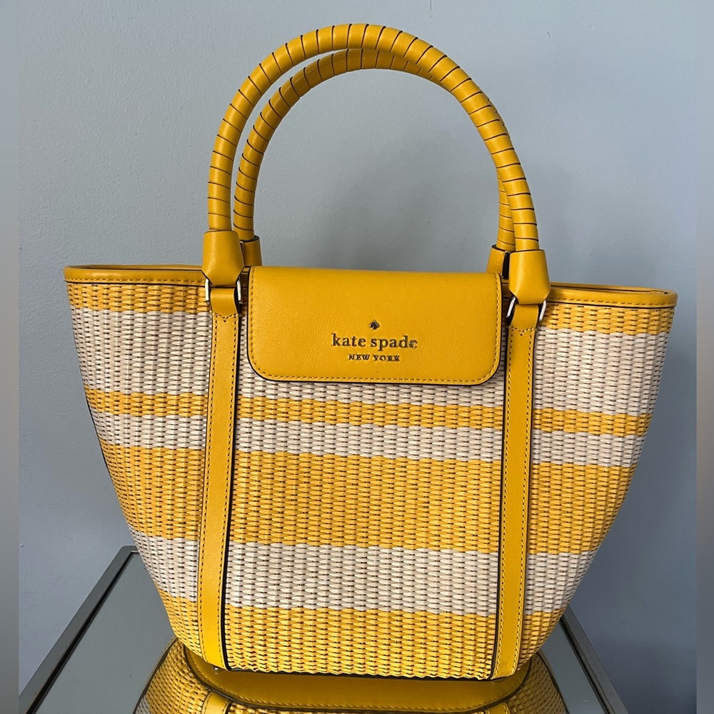 Kate Spade Cruise Striped Straw Tote Crossbody Bag
